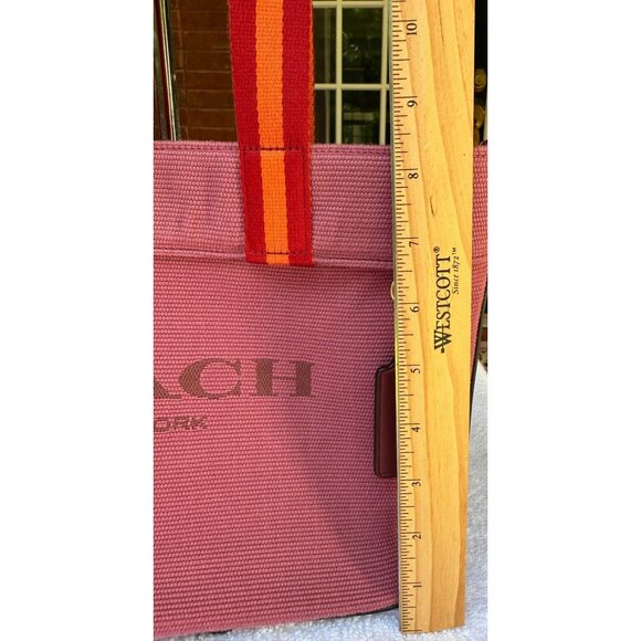 COACH Small Canvas And Smooth Leather Shoulder Tote Light Raspberry Multi Ck168 - Picture 13 of 16